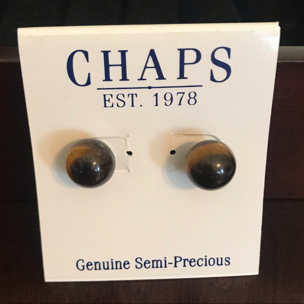 NWT Chaps Tigers Eye Ball Earrings